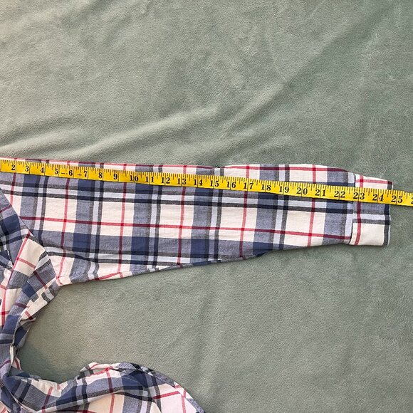 Columbia Flannel Womens XL Red White Blue Plaid Drawstring Button Up Hoodie - Picture 11 of 13